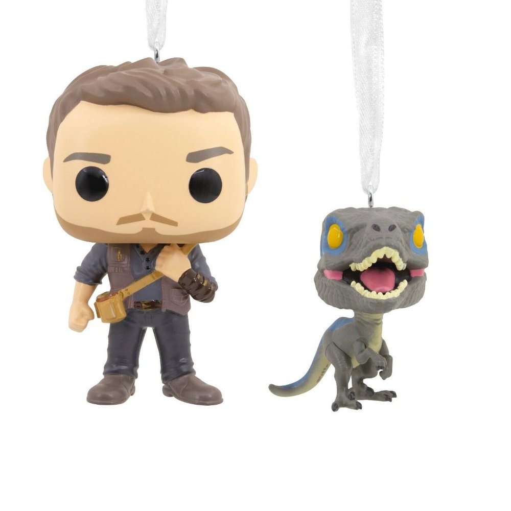Hallmark Ornaments Funko Pop Owen and Blue Jurassic World Dominion New